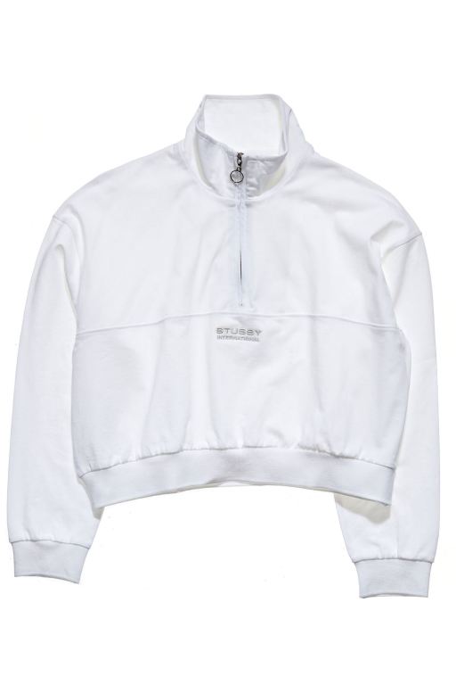 Stussy Womens Bryant 1/4 Zip Rugby Sweaters White - MOCUW7490